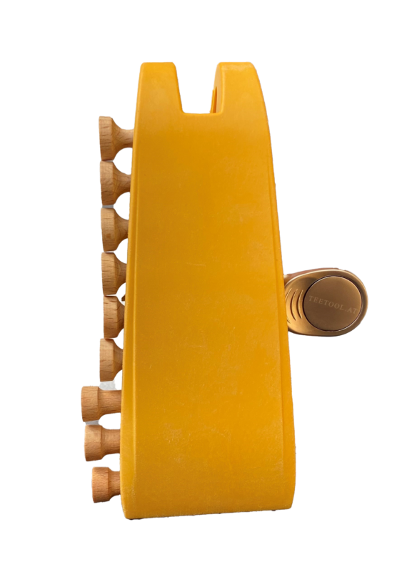 TeeTool mit Massivholztees und Pitchgabel in gelb - Vorderansicht